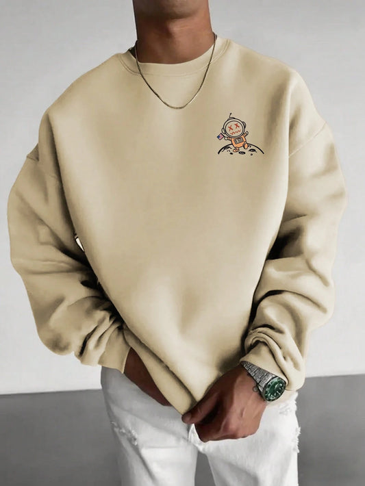 SXV Men's Casual Versatile Funny Space Element Printed Crew Neck Sweatshirt