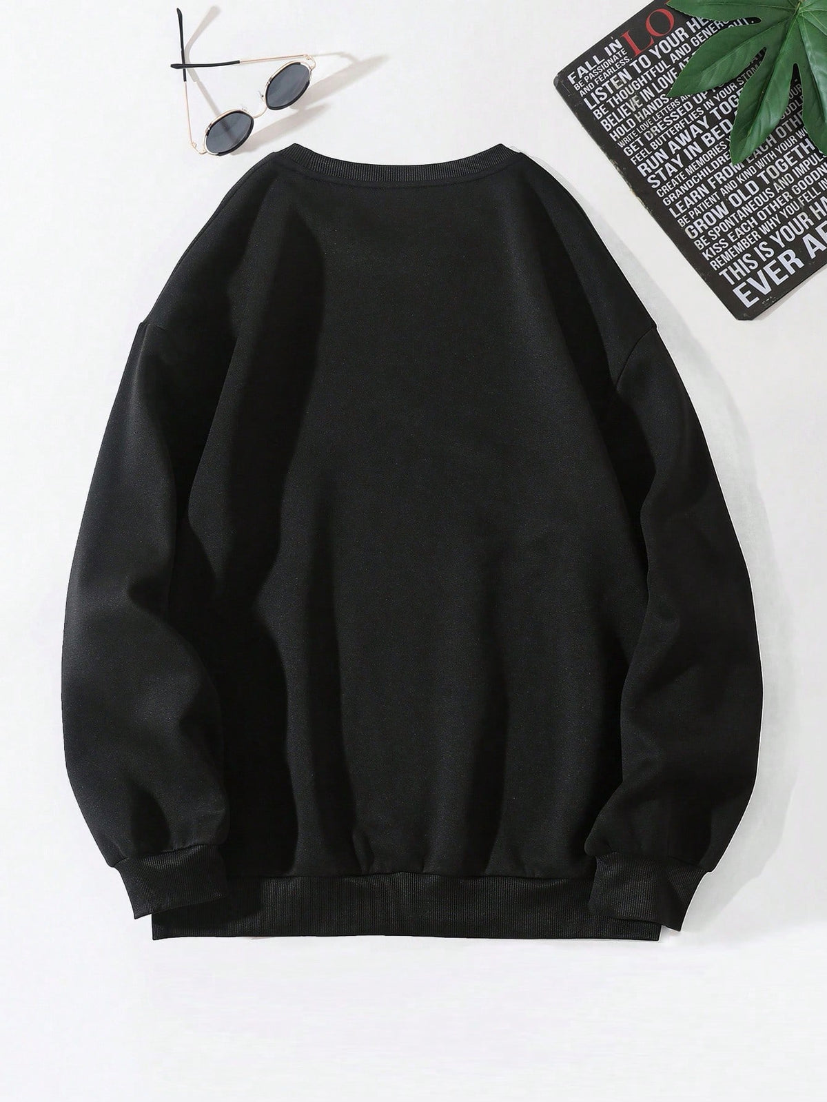 SXV Men's Funny Smiling Face Print Crew Neck Sweatshirt, Street Fashion, Autumn