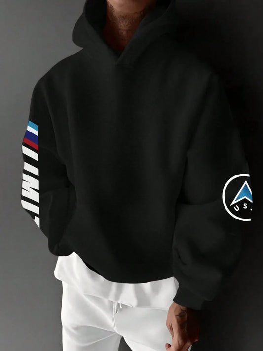 SXV LIMIT Casual Loose Fit Car Graphic Thermal Lined Hoodie Sweatshirt, Autumn