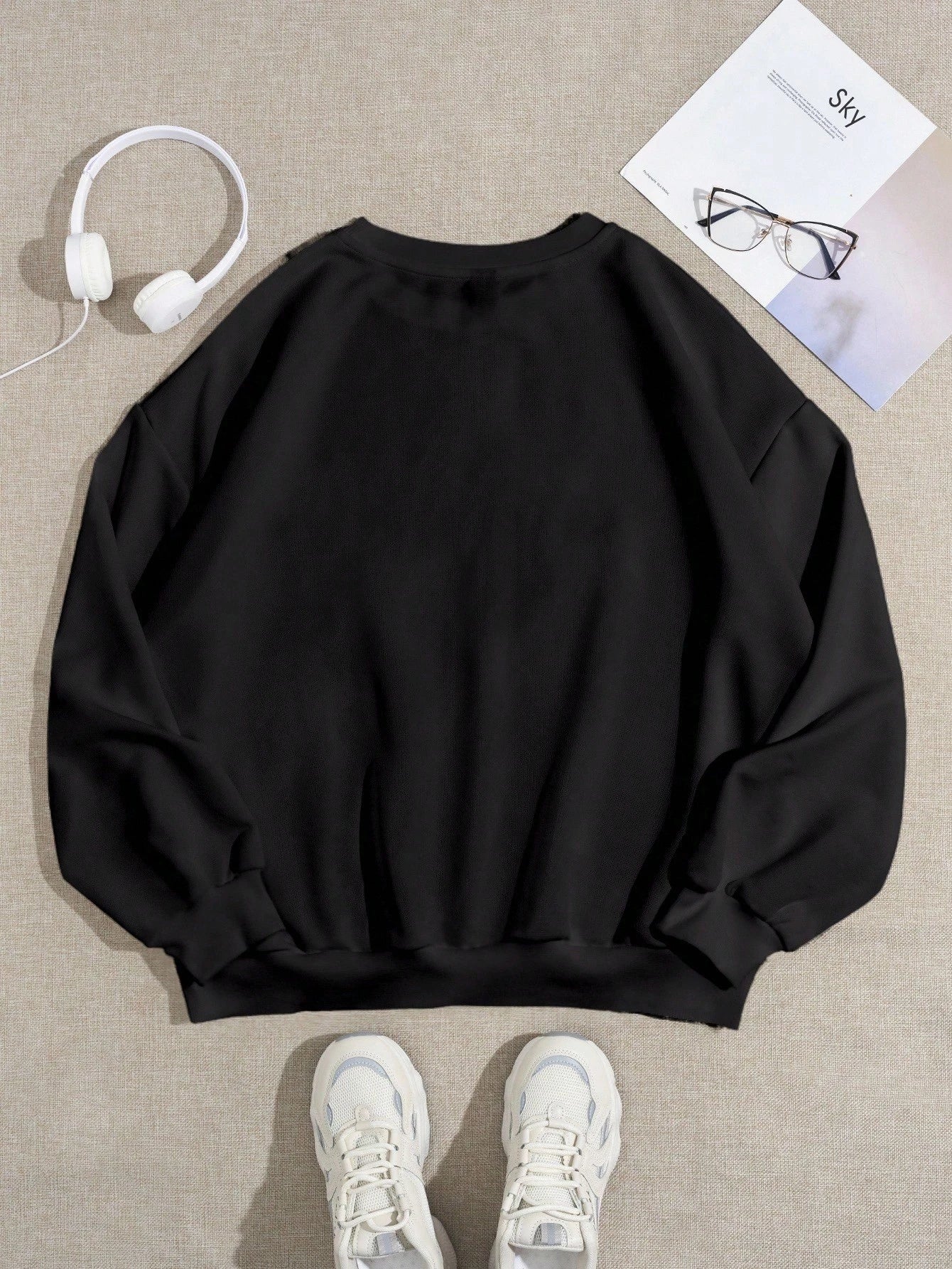 SXV Casual Braids Punk Tattoo Graphics Round Neck Loose Fit Women Sweatshirt