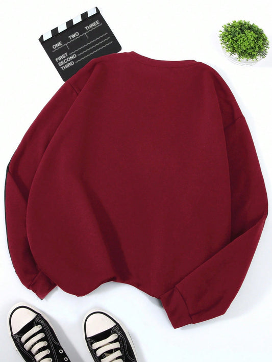 SXV Women's Casual Letter Print Crew Neck Sweatshirt