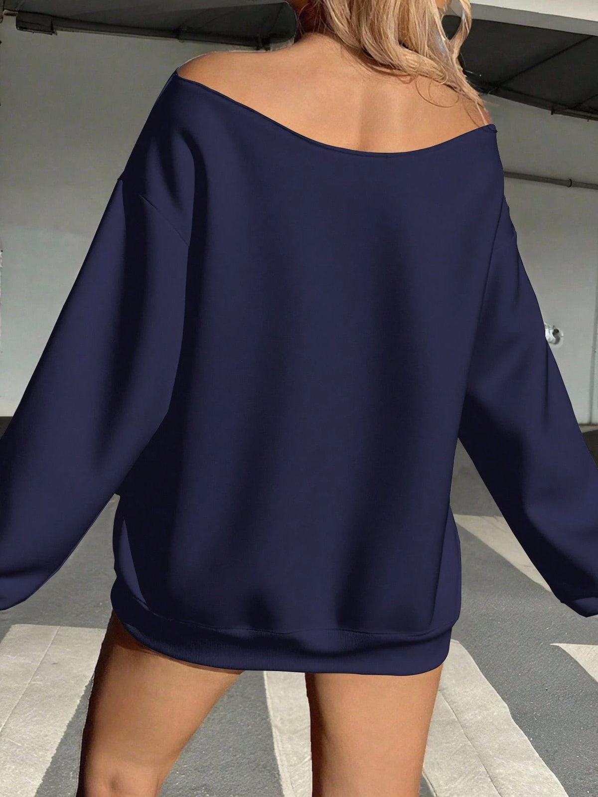 SXV Women's Autumn Open Shoulder Red Oversized Sweatshirt