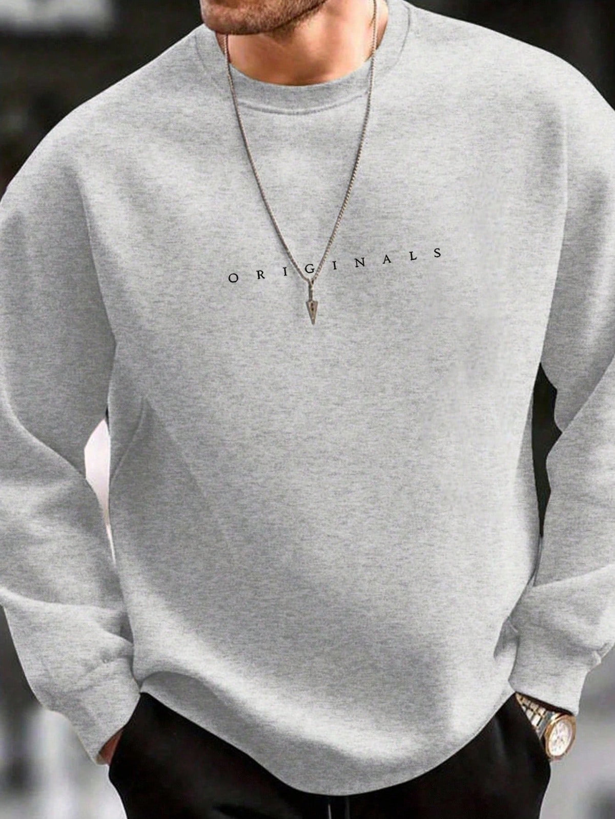 SXV Men's Letter Print Crew Neck Long Sleeve Casual Loose Fit Sweatshirt