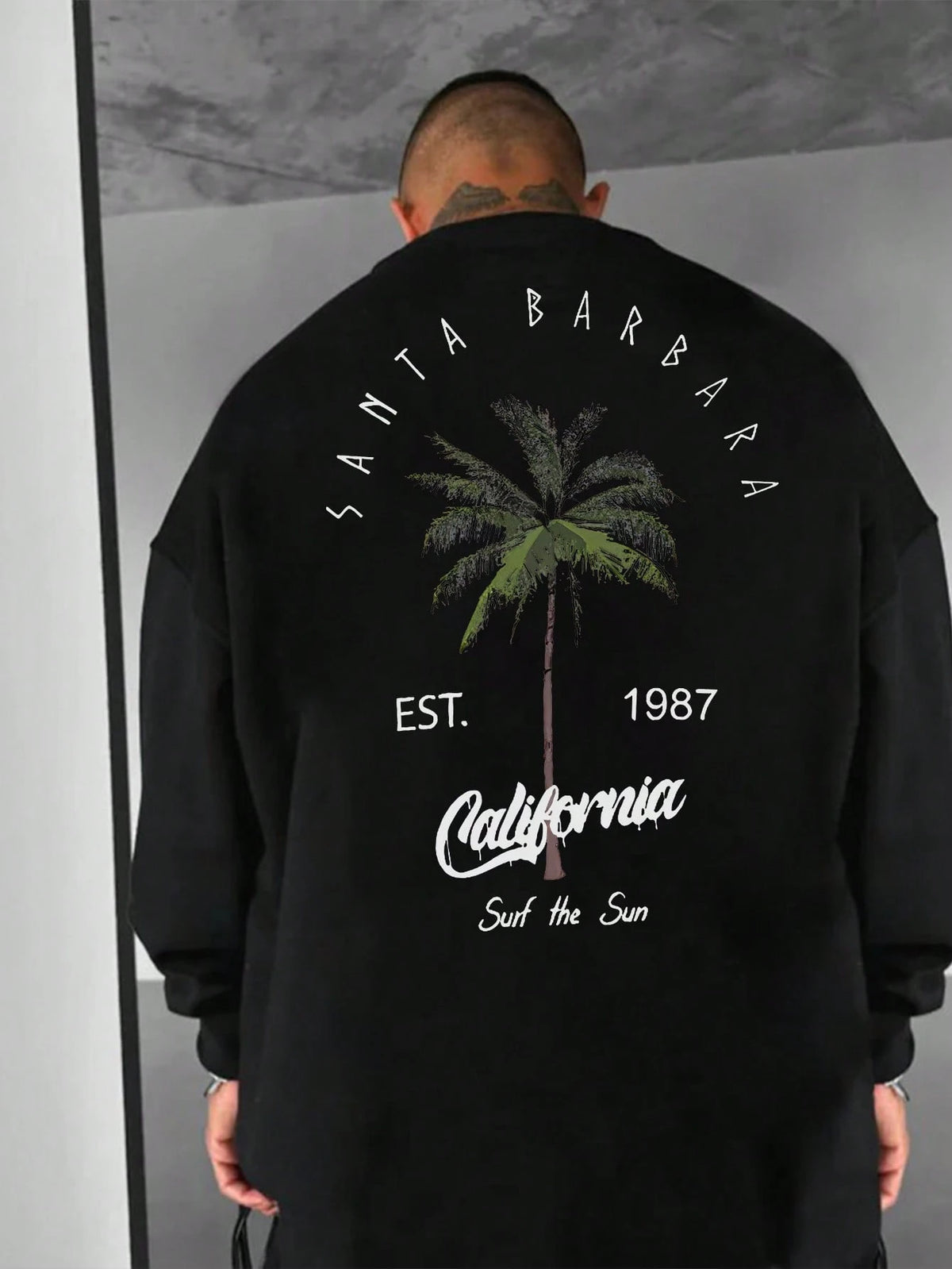 SXV 'SURF THE SUN’ Printed Cool Aesthetic Drop Shoulder Oversized Baggy Sweatshirt