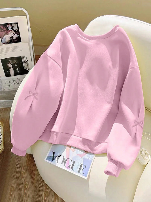 SXV Women's Embroidered Letter Pattern Crew Neck Long Sleeve Comfortable Pullover