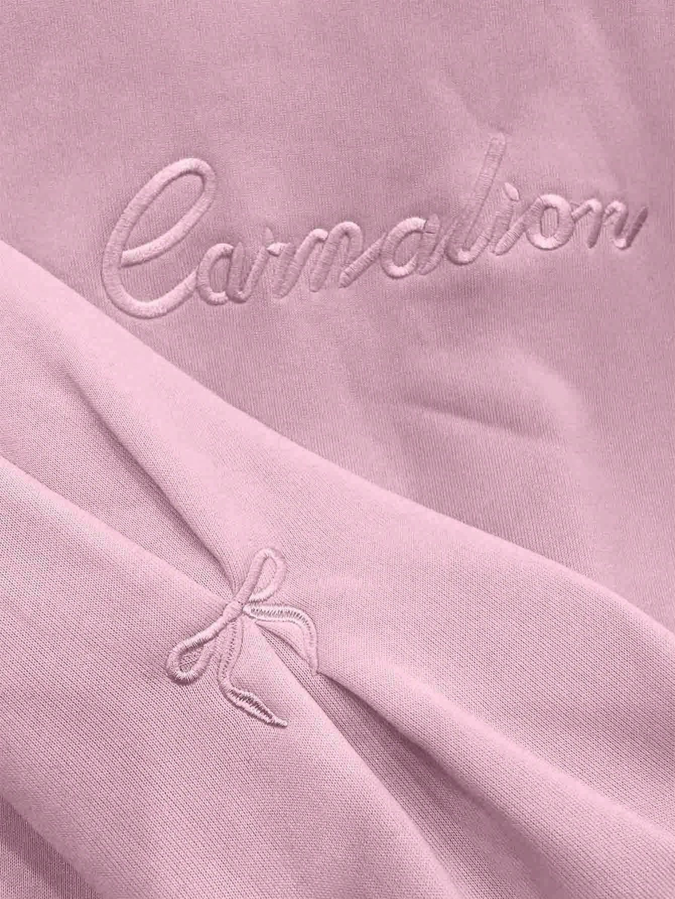 SXV Women's Embroidered Letter Pattern Crew Neck Long Sleeve Comfortable Pullover