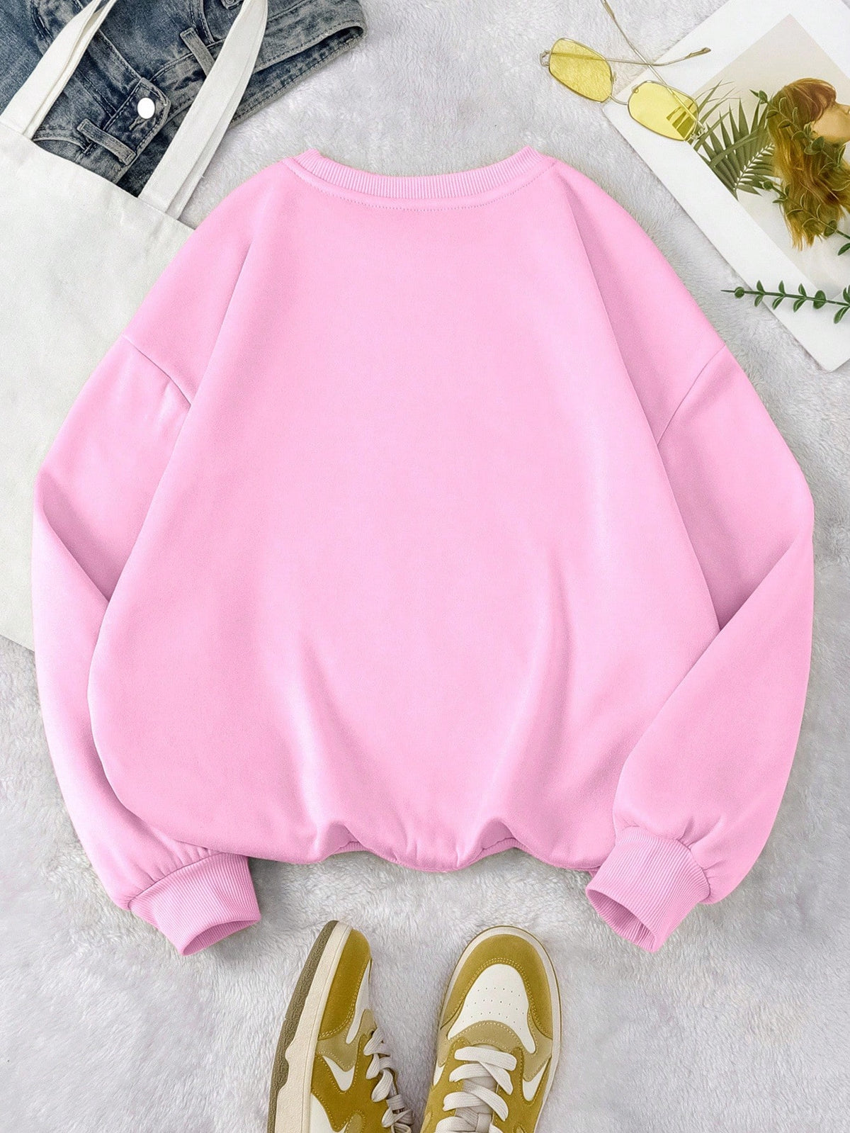 SXV Women's Casual Checkered Printed Fleece Sweatshirt