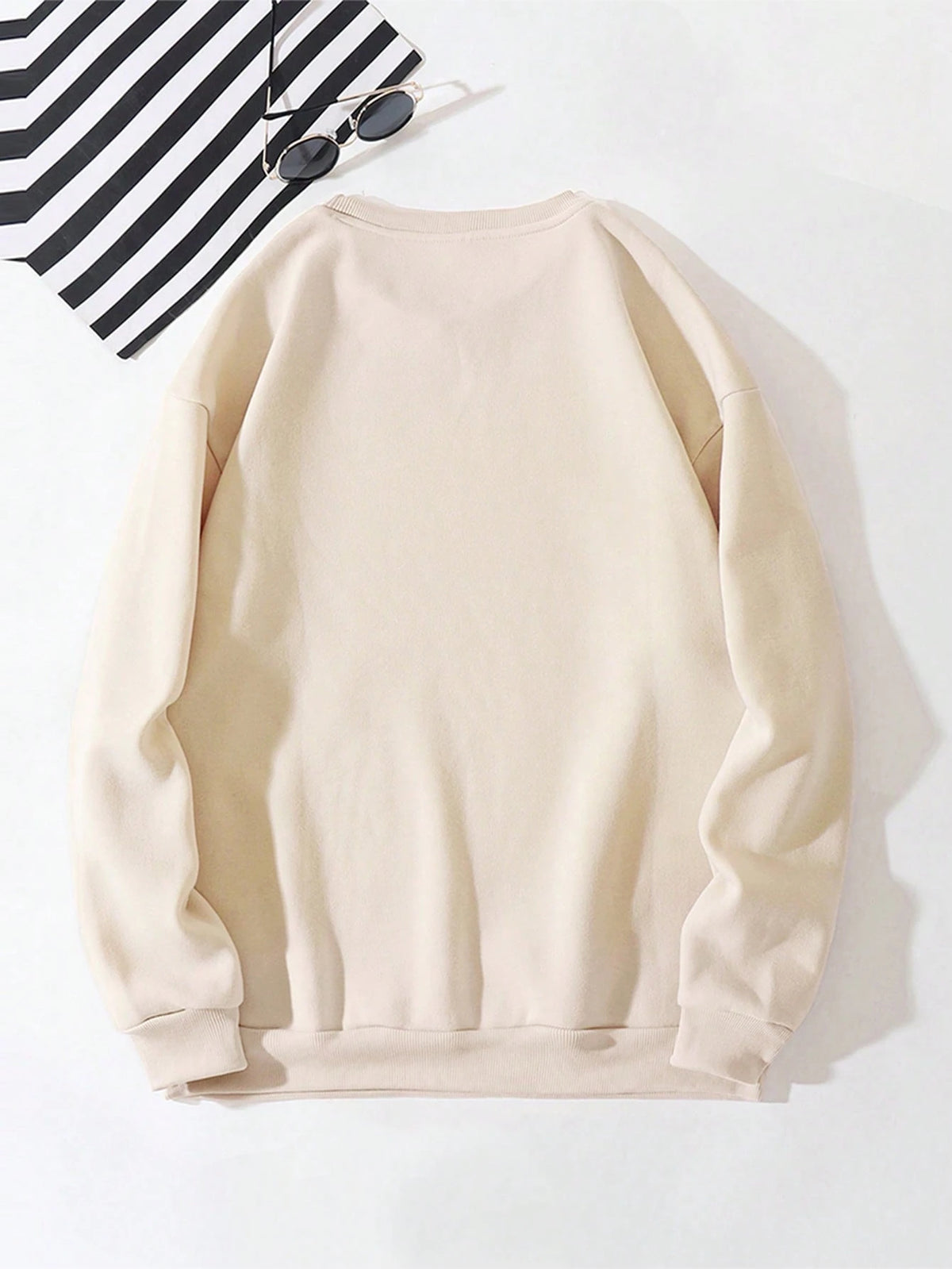 SXV Men's Funny Smiling Face Print Crew Neck Sweatshirt, Street Fashion, Autumn