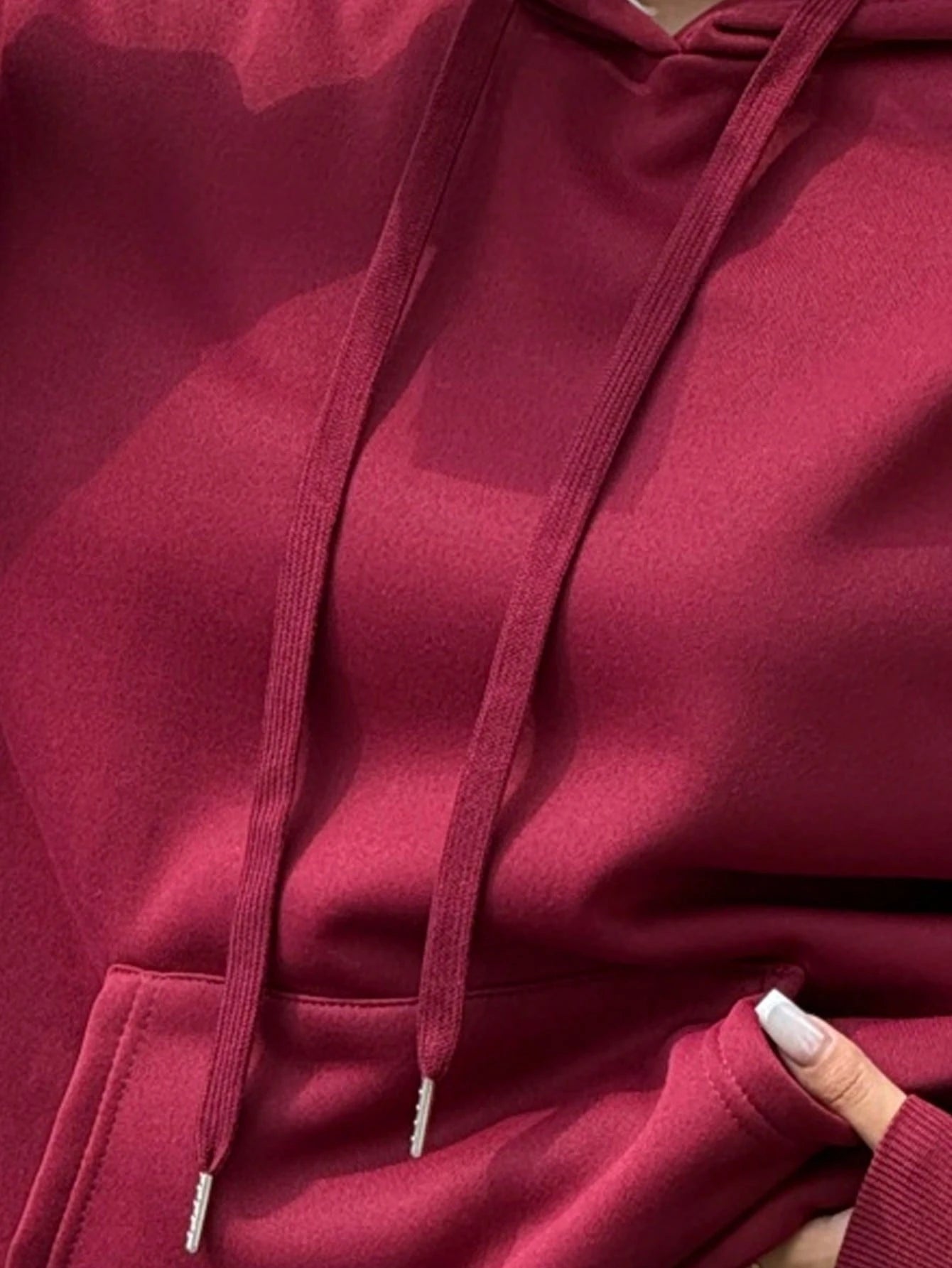 SXV Women's Casual NYC Slogan Print Burgundy Loose Fleece Drawstring Thick Hoodie