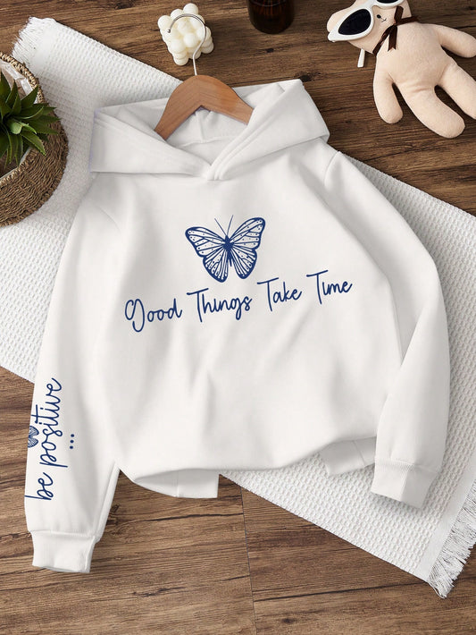 SXV 'Be positive butterfly’ Printed Cool Aesthetic Sweatshirt Hoodie