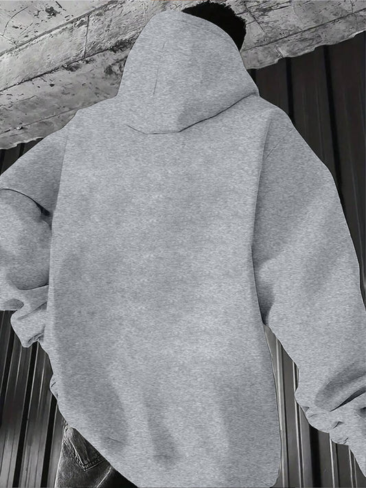 SXV NYC BROOKLYN Men's Letter Print Long Sleeve Pocket Drawstring Hoodie Sweatshirt