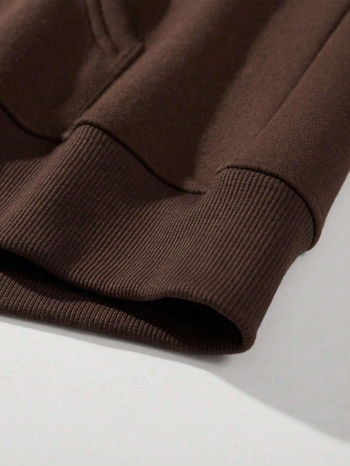 SXV NYC BROOKLYN Men's Letter Print Long Sleeve Pocket Drawstring Hoodie Sweatshirt