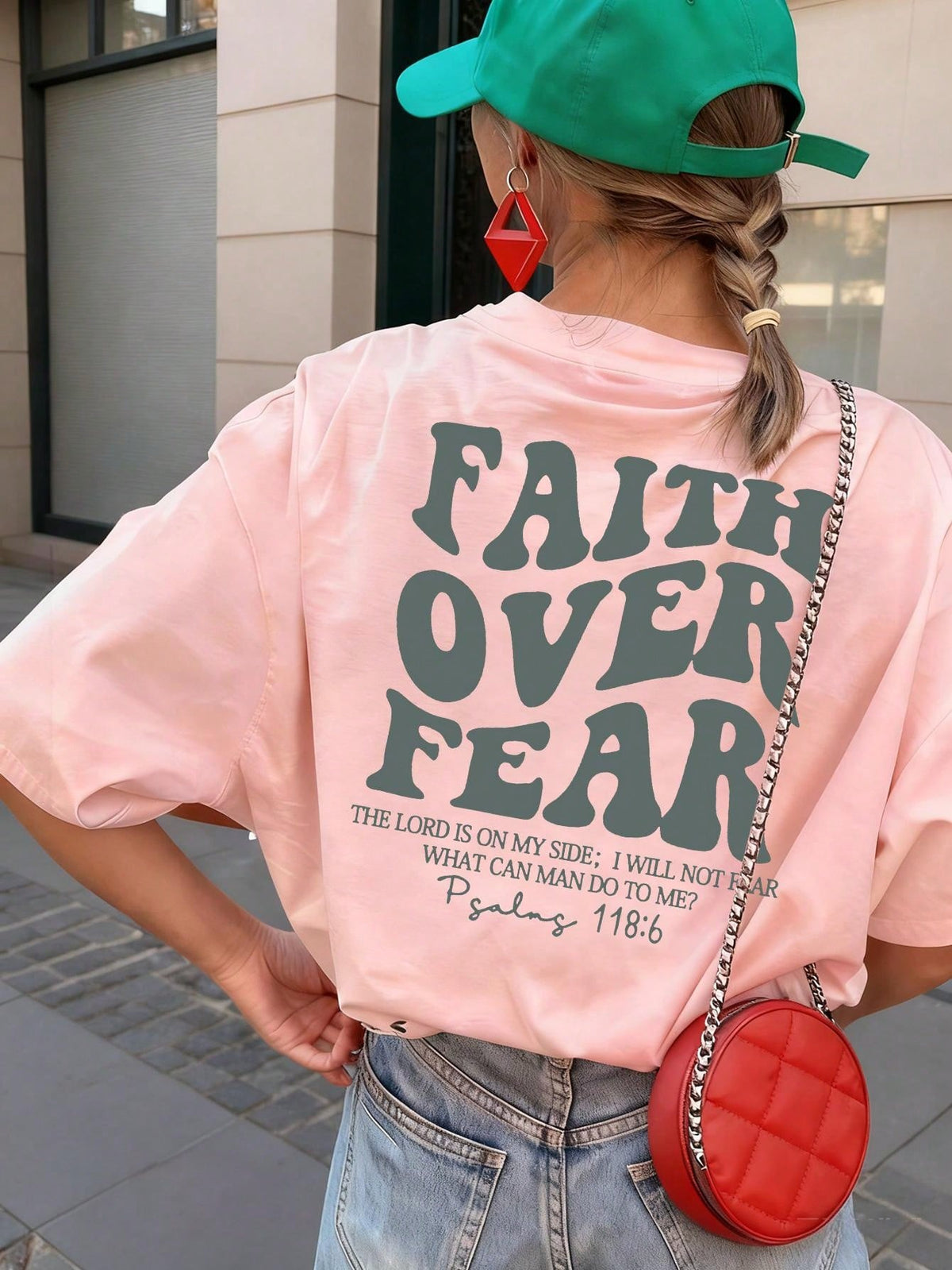 SXV Women's Belief Overcomes Fear Letter Print Casual Round Neck Short Sleeve T-Shirt
