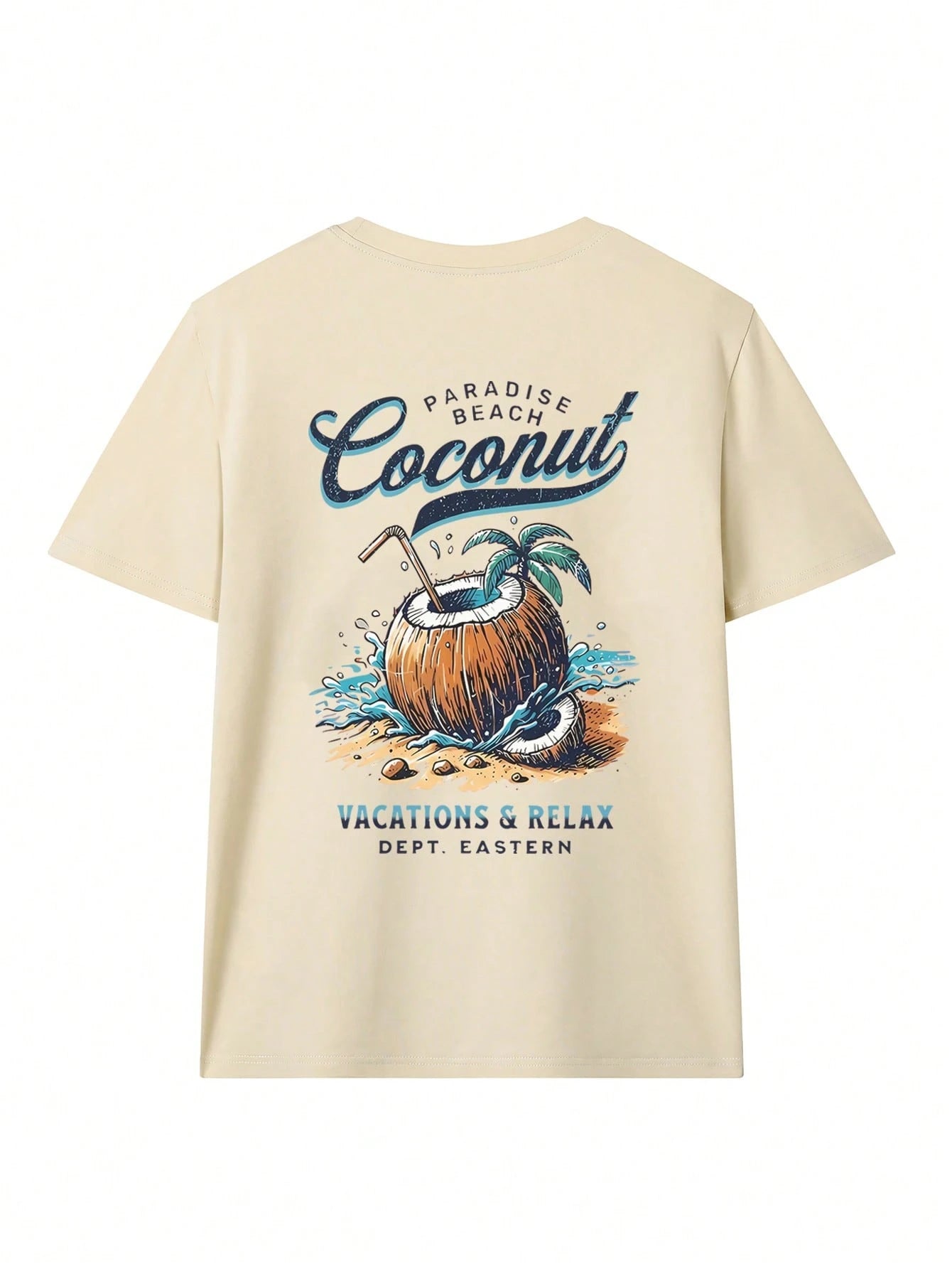 SXV Coconut Print Round Neck Short Sleeve T-Shirt
