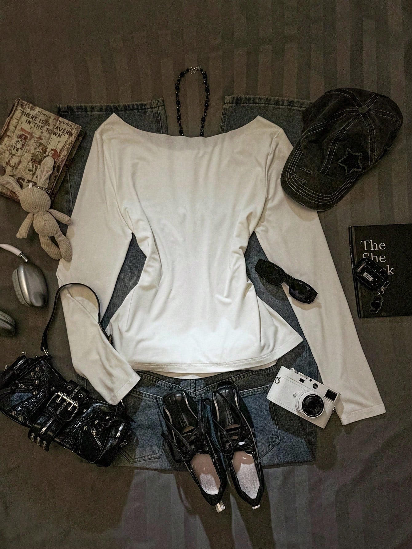 SXV Summer New Hibiscus, Starfish, Shell Print Scoop Neck Oblique Shoulder