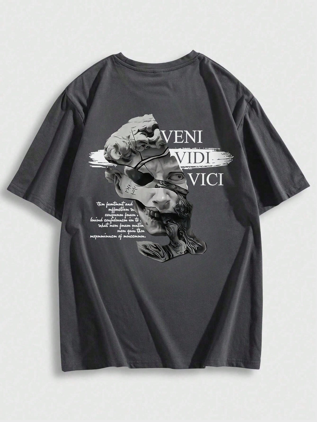 SXV Gothic Broken Statue Print Men's Loose Fit T-Shirt