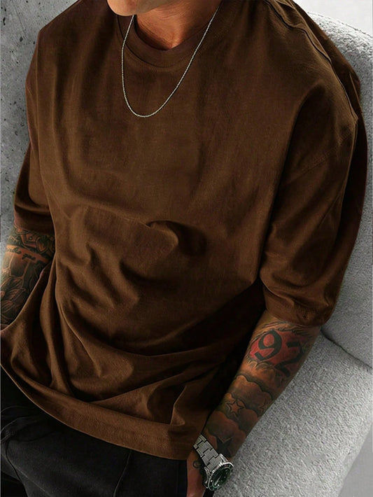 SXV Summer Short Sleeve T-Shirt - Brown, With Character And Playing Card Graphic Print
