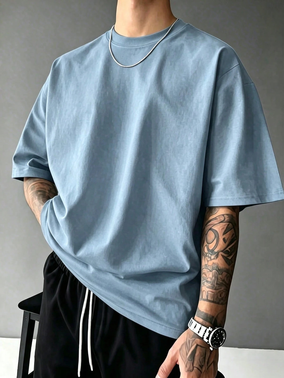 SXV Vintage David Statue Patchwork Back Print Short Sleeve T-Shirt