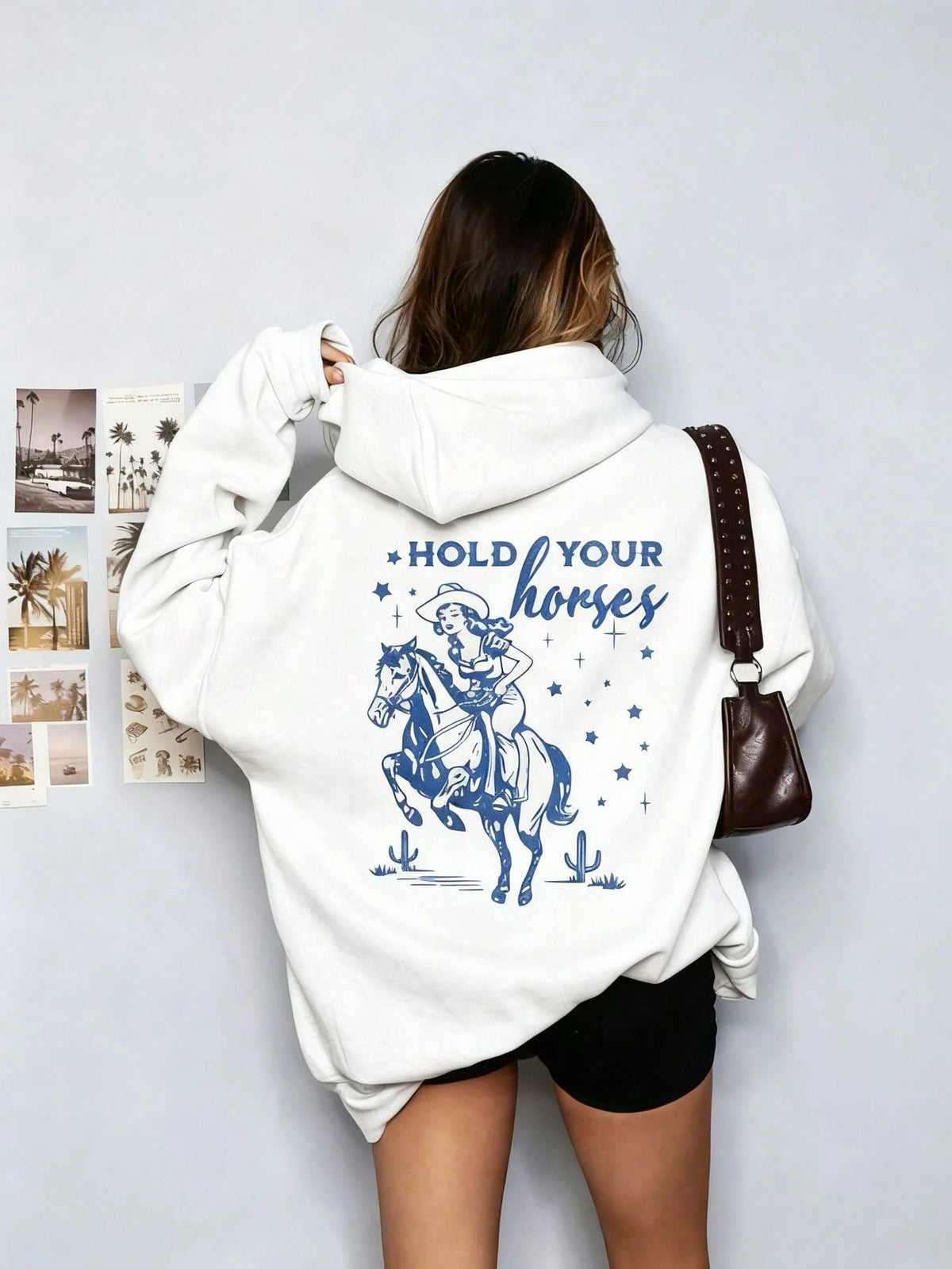 SXV Hold Your Horses Hoodie Retro Western Aesthetic Vintage Inspired Unisex Wild West Country Girls Horse Sweatshirt