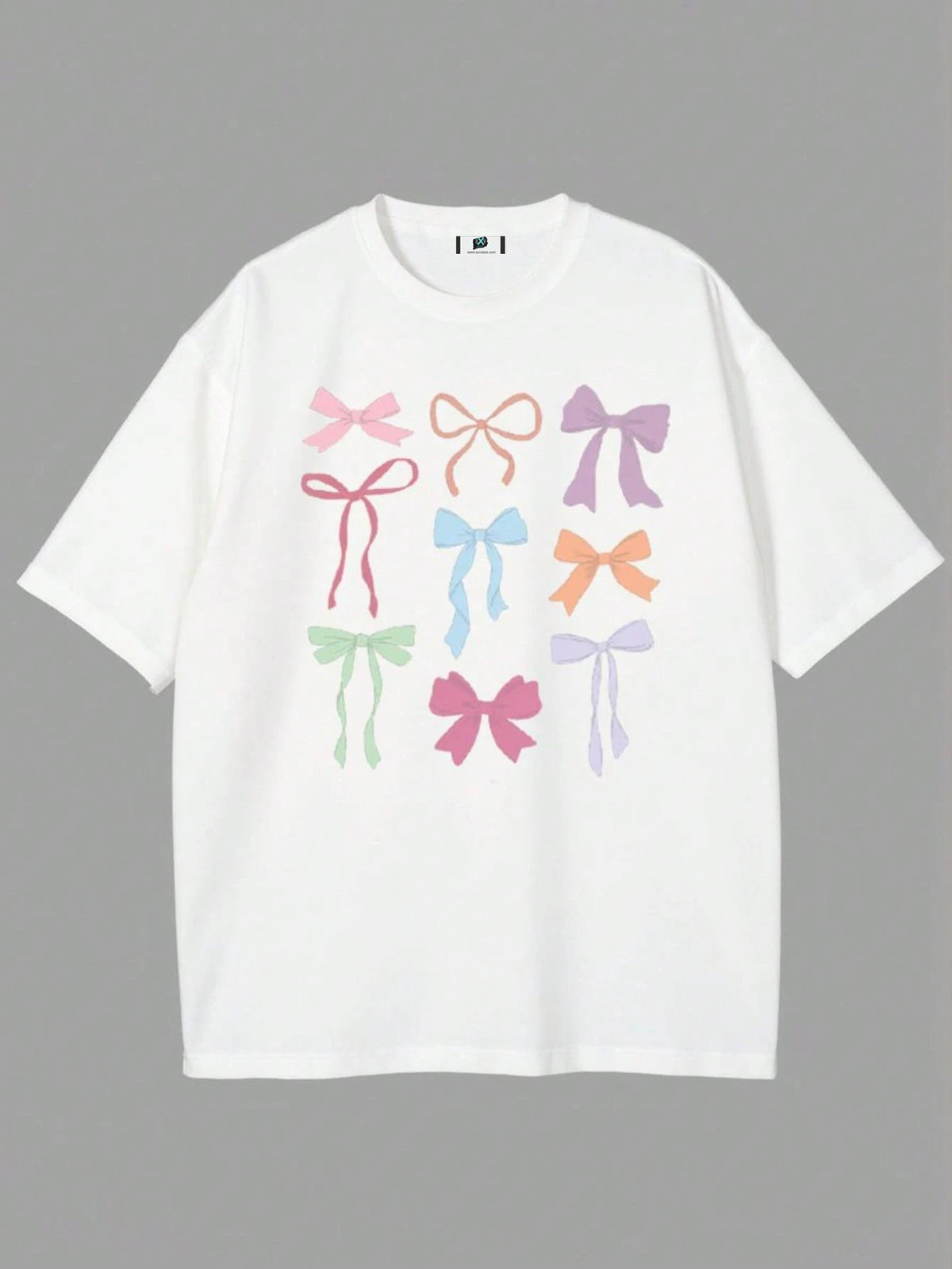 SXV 'bows’ Printed Cool Aesthetic Oversized Baggy T-shirt