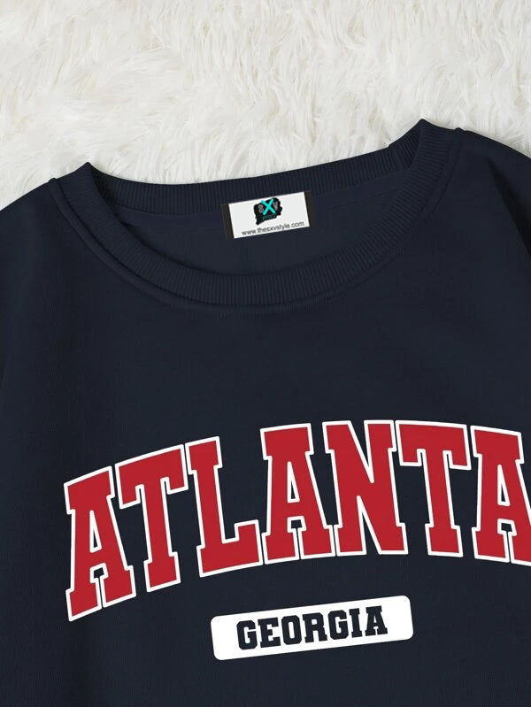 SXV 'ATLANTA Georgia’ Printed Cool Aesthetic Drop Shoulder Oversized Sweatshirt