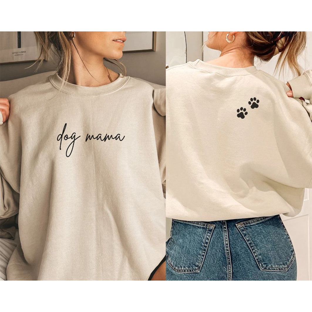 SXV 'dog mama’ Printed Cool Aesthetic Drop Shoulder Oversized Baggy Sweatshirt