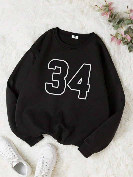 SXV Custom Number Sweatshirt, Black Top - Personalized Sweatshirt