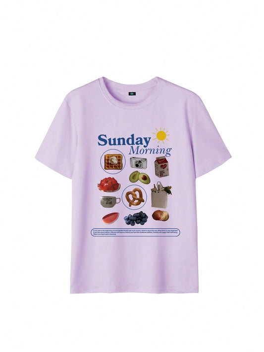 SXV T-Shirt With Sunday Morning Slogan Graphic