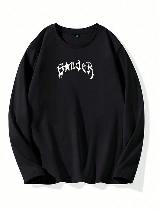 SXV Neverleaving Men Spider & Letter Graphic Drop Shoulder Full sleeves Tee