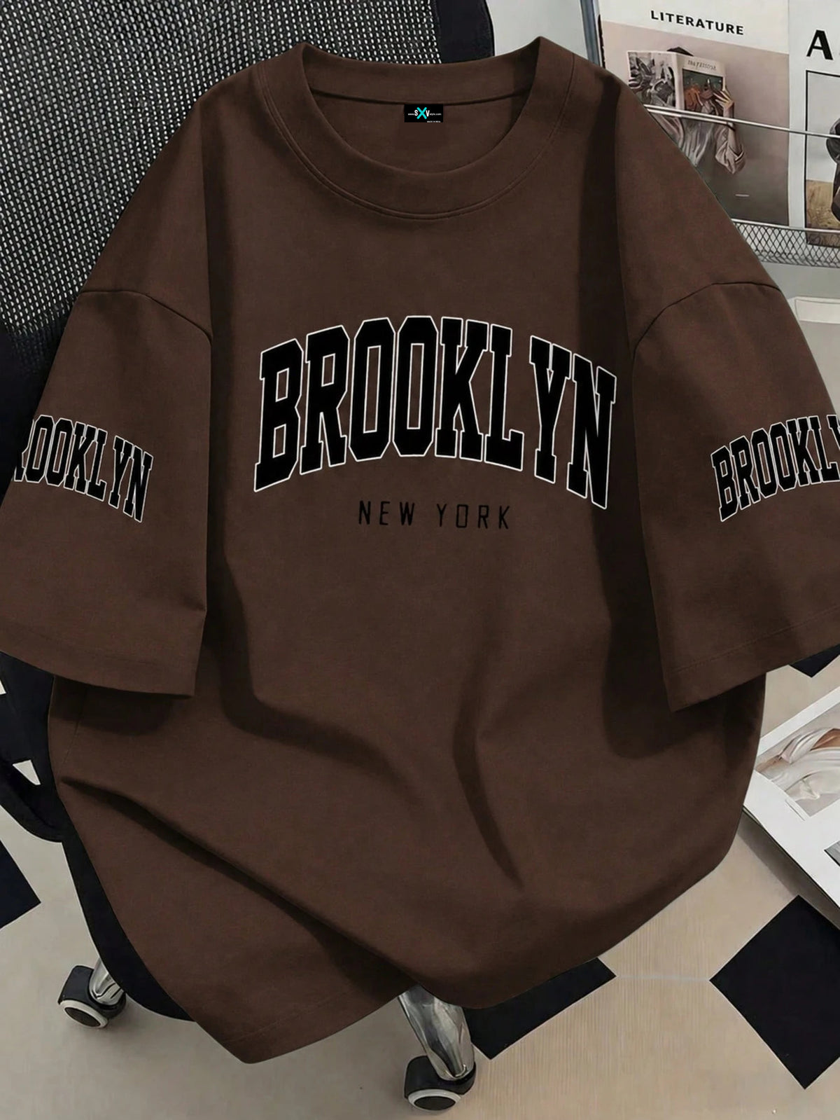 SXV T-Shirt With New York Brooklyn Casual Print, Suitable For Spring And Summer