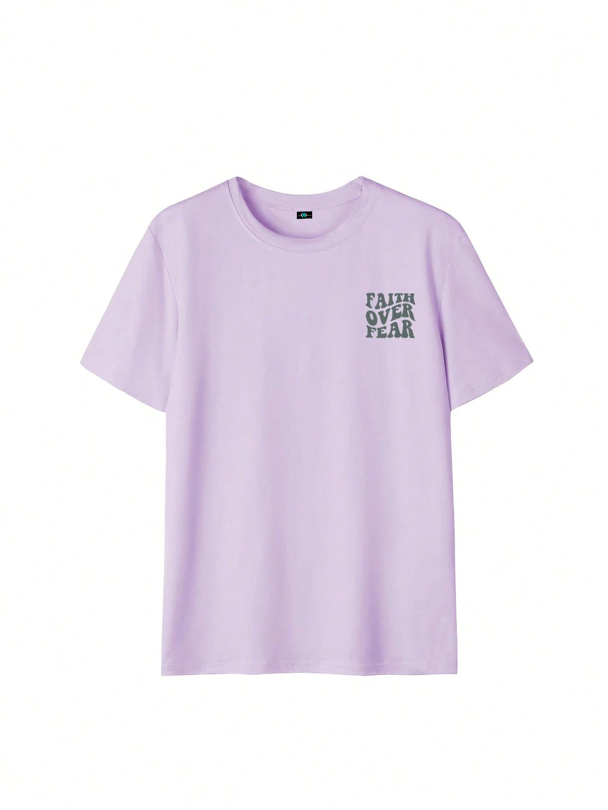 SXV Women's Belief Overcomes Fear Letter Print Casual Round Neck Short Sleeve T-Shirt