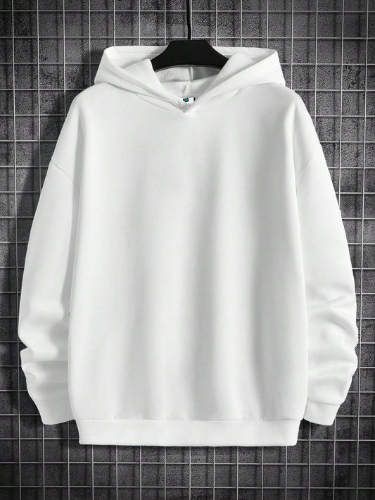 SXV Men Playing Card & Skull Print Drop Shoulder Hoodie