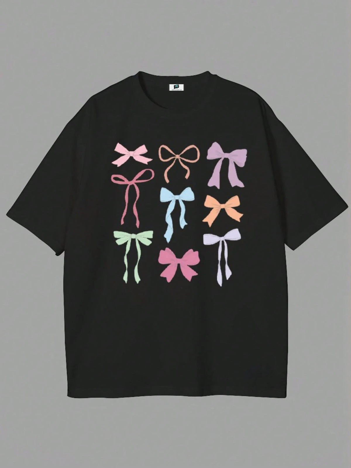 SXV 'bows’ Printed Cool Aesthetic Oversized Baggy T-shirt