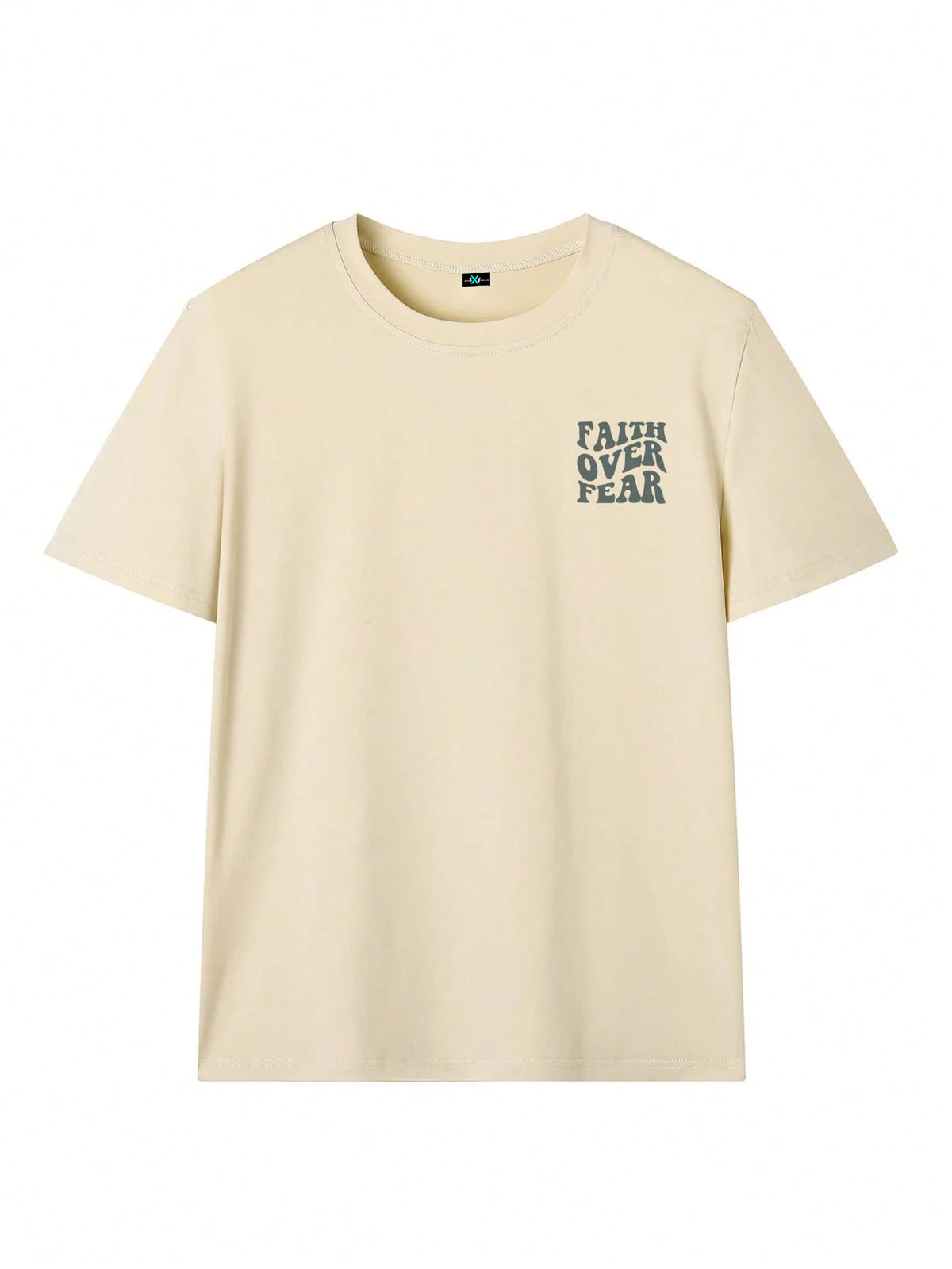 SXV Women's Belief Overcomes Fear Letter Print Casual Round Neck Short Sleeve T-Shirt