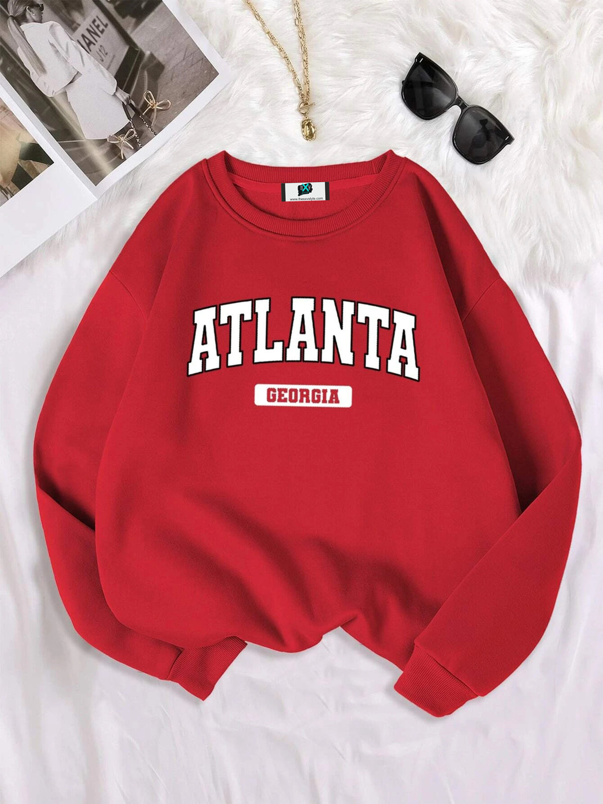 SXV 'ATLANTA Georgia’ Printed Cool Aesthetic Drop Shoulder Oversized Sweatshirt