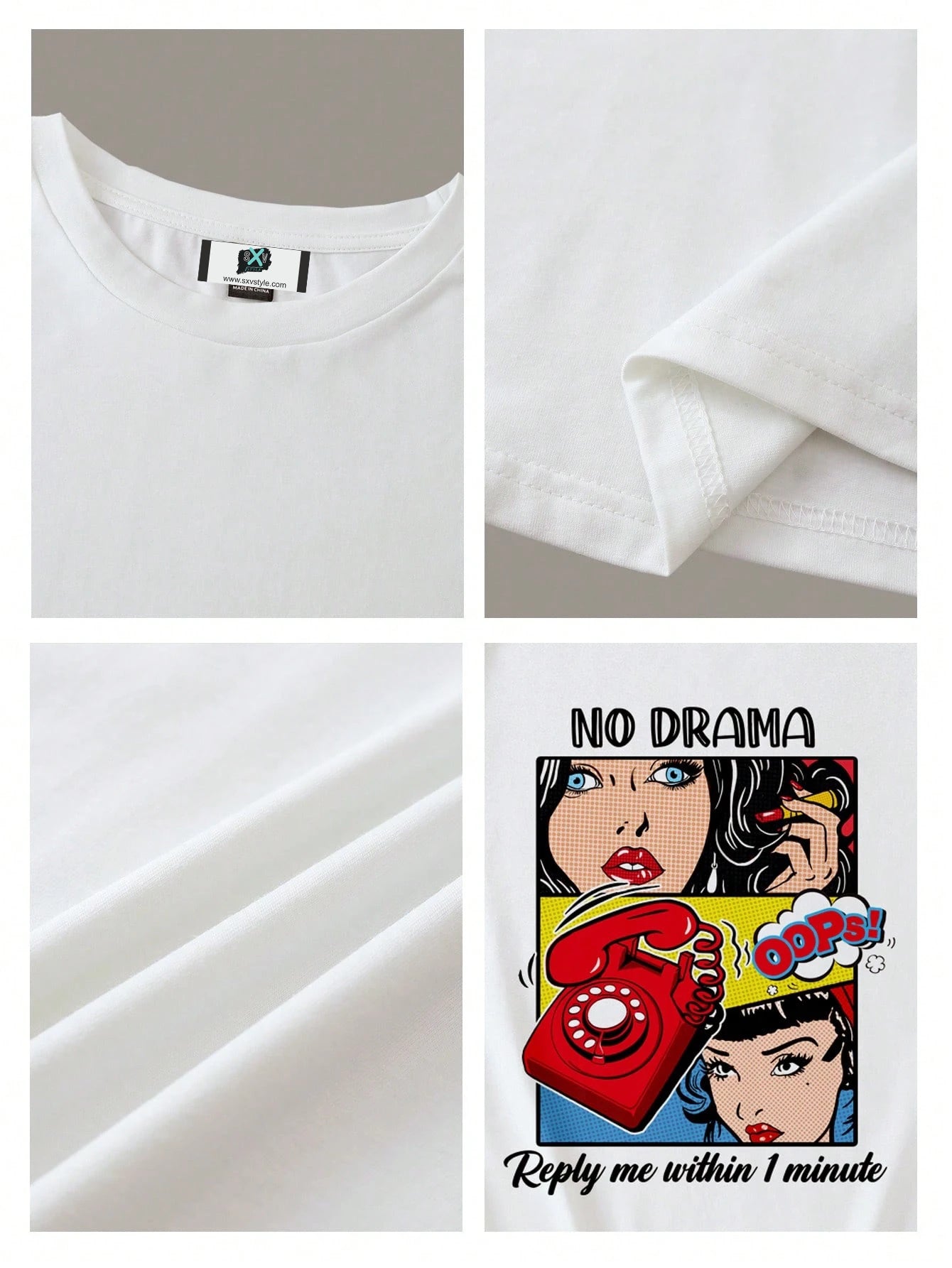 SXV Casual Oversized Slogan Graphic Round Neck Short Sleeve T-Shirt, Super Loose Fit Women Summer Tee