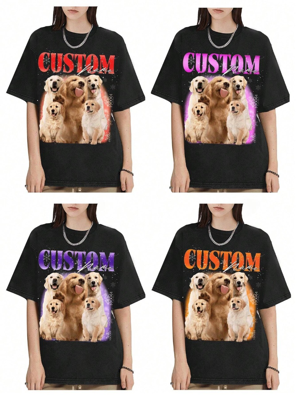 SXV 'customized dog’ Printed Cool Aesthetic Oversized Baggy T-shirt