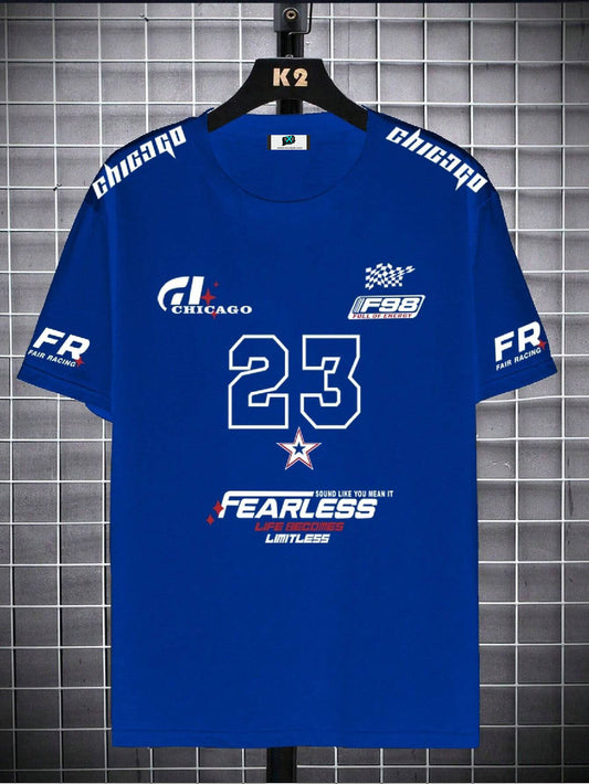 SXV 'chicago 23 fair racing’ Printed Cool Aesthetic Oversized Baggy T-shirt