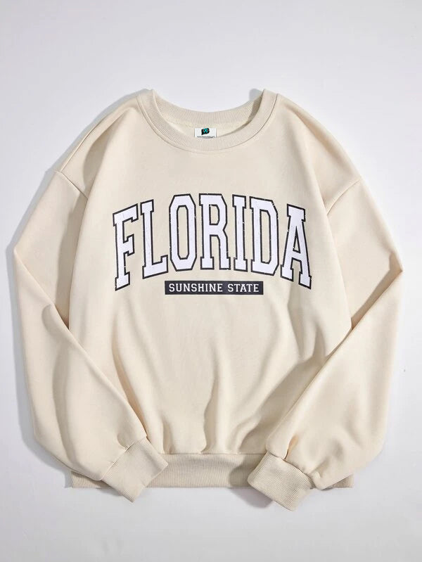 SXV 'Florida Sunshine State’ Printed Cool Aesthetic Drop Shoulder Oversized Sweatshirt