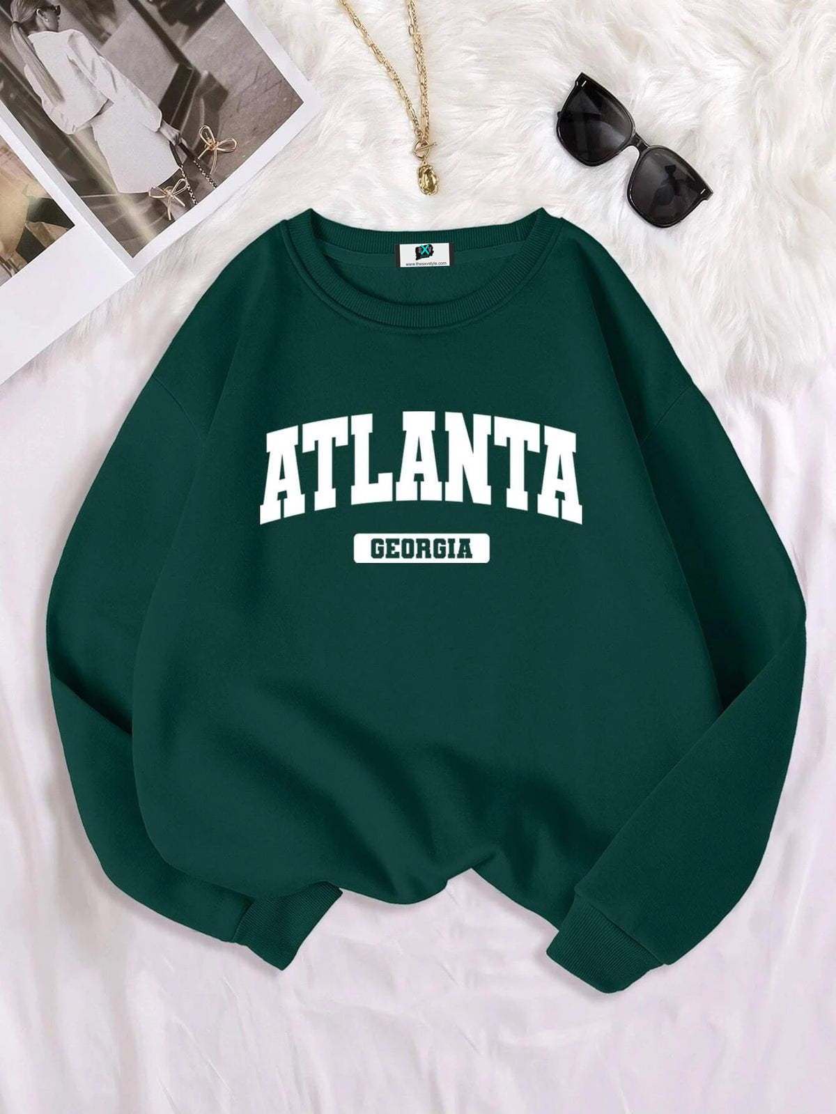 SXV 'ATLANTA Georgia’ Printed Cool Aesthetic Drop Shoulder Oversized Sweatshirt