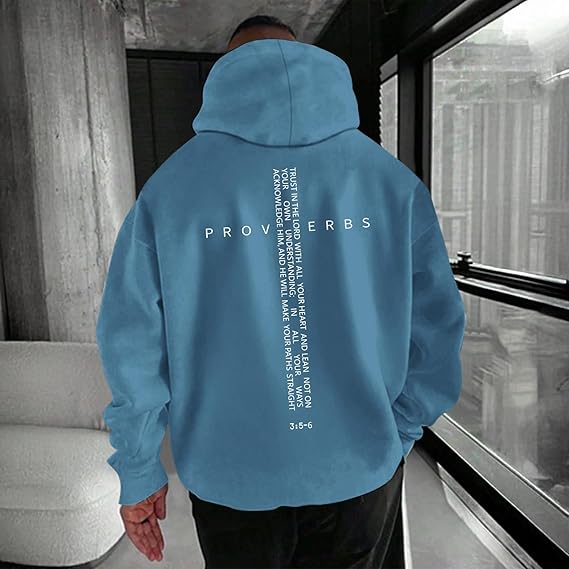 SXV Christian Hoodies for Men Inspirational Religious Faith Cross Sweatshirts Vintage Bible Verse Graphic Hoodie Pullover