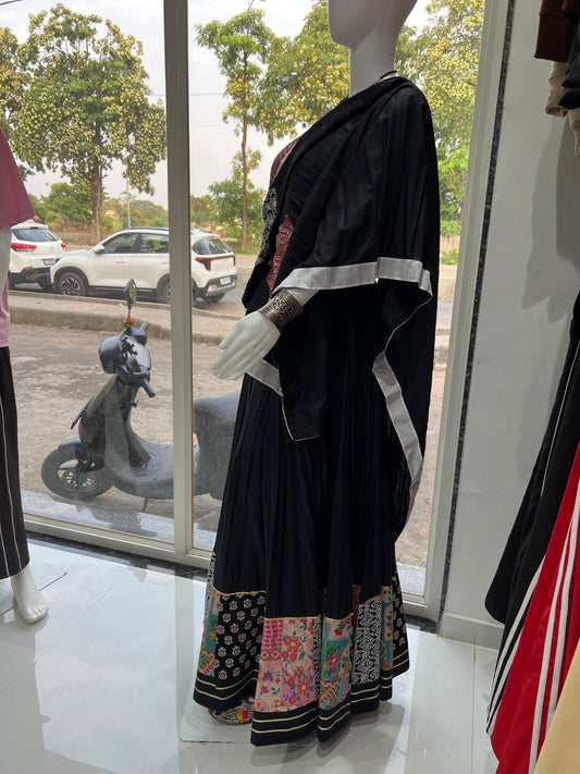 SXV multicolour black cotton chaniya choli from gujarat for festive season (limited edition)fully stitched