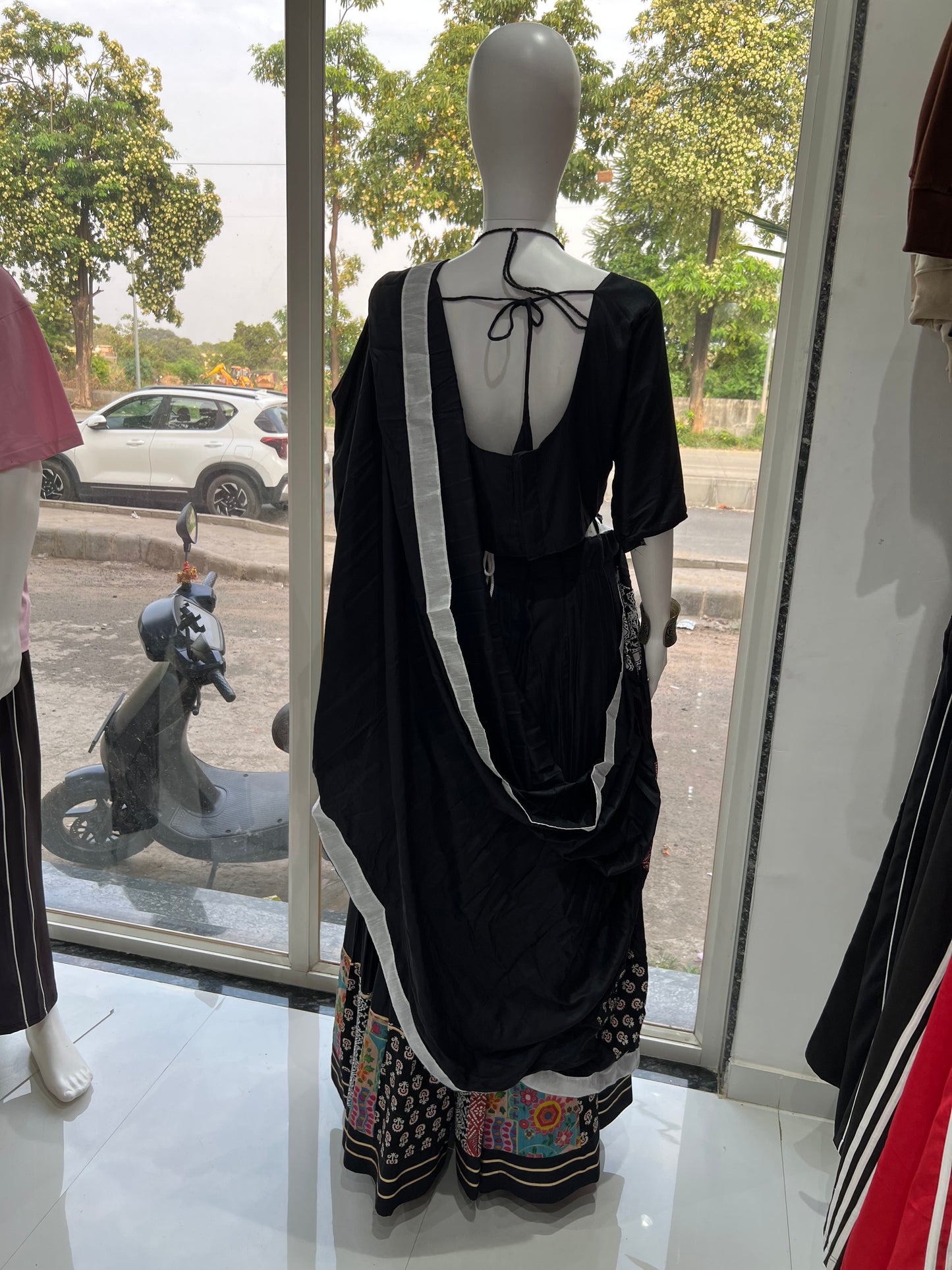 SXV multicolour black cotton chaniya choli from gujarat for festive season (limited edition)fully stitched