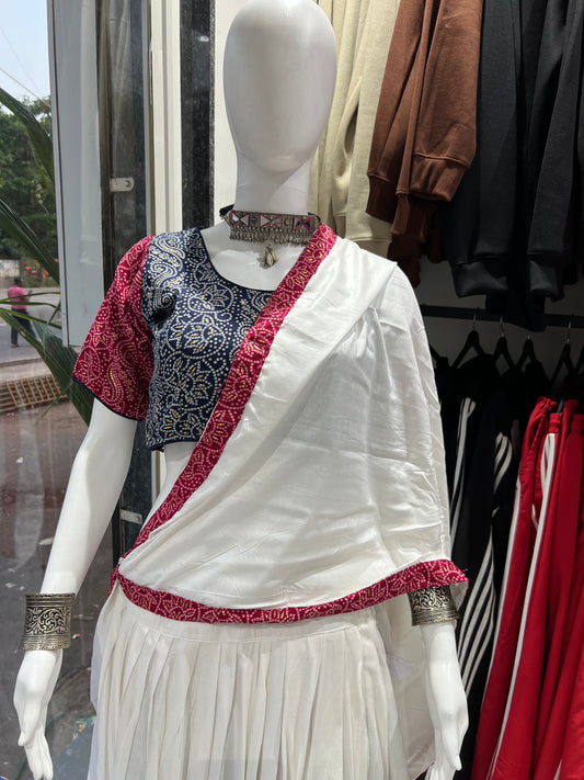 SXV white and pink cotton chaniya choli for festive season (limited edition)