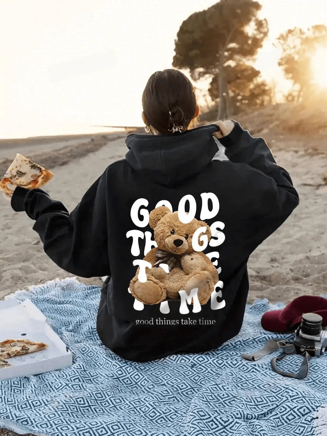 Teddy Bear Fleece Hoody Men Funny Teddy Bear Robot Hoodie For Men
