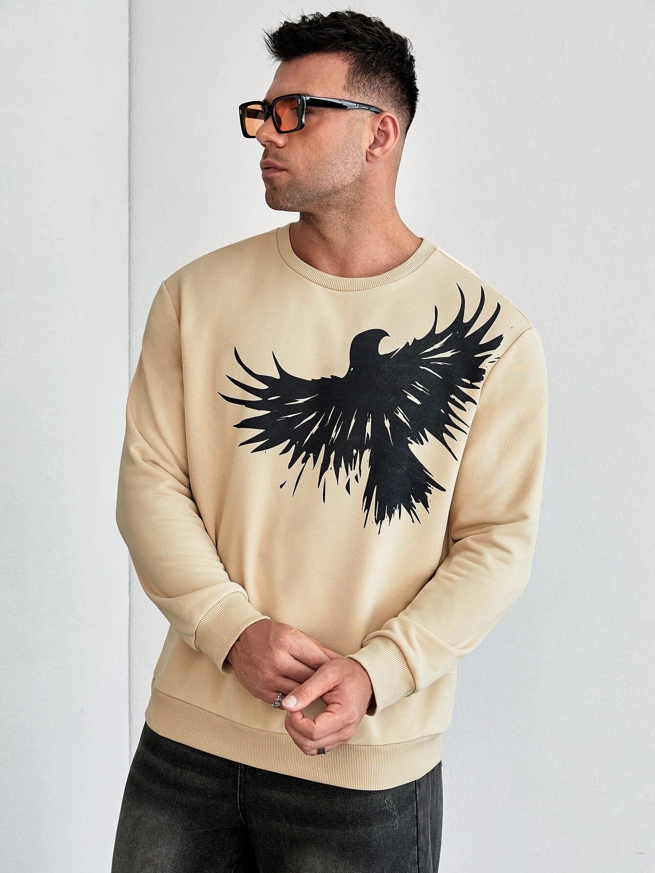 SXV 'Giant Eagle’ Printed Cool Aesthetic Drop Shoulder Oversized Sweatshirt