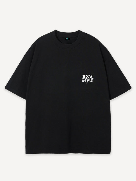 SXV 'wine and dine’ Printed Cool Aesthetic Oversized Baggy T-shirt