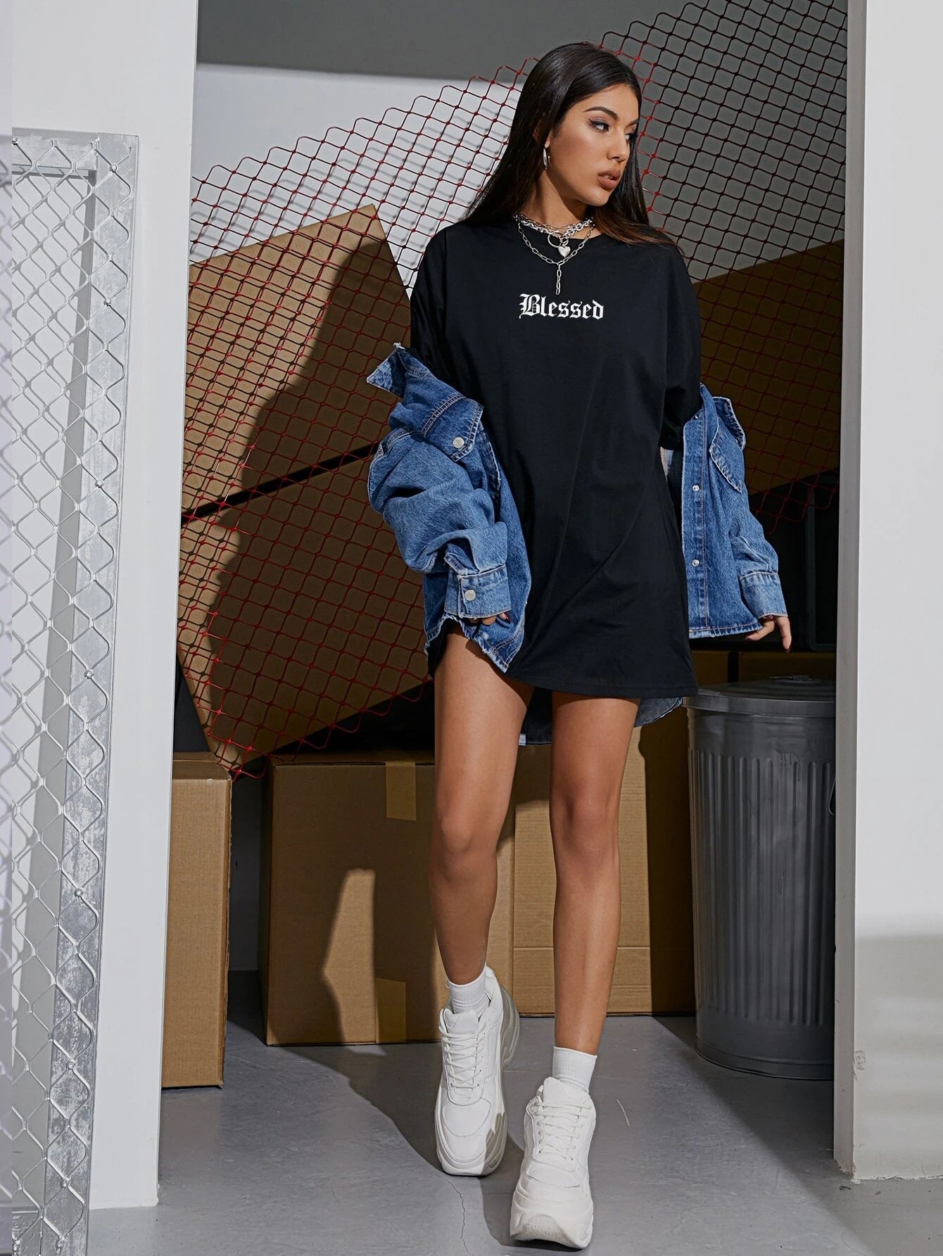 SXV 'Blessed’ Printed Cool Aesthetic Oversized T-shirt