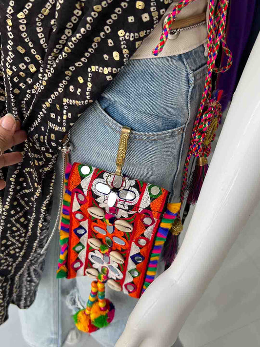 Mirror work waist bag phone cover bag for navratri