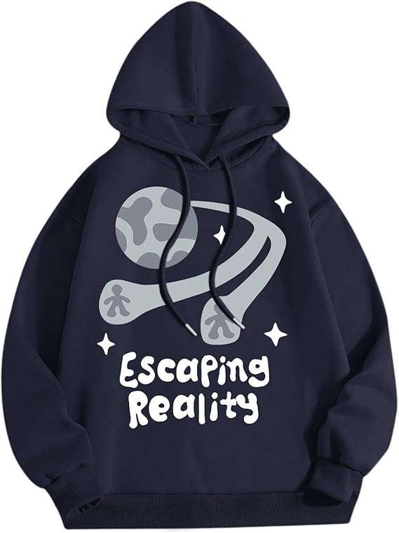 SXV 'escaping reality’ Printed Cool Aesthetic Sweatshirt Hoodie